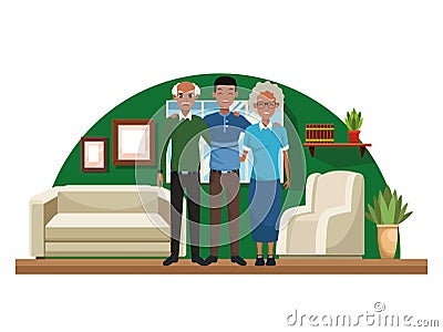 Family parents and son cartoons Vector Illustration