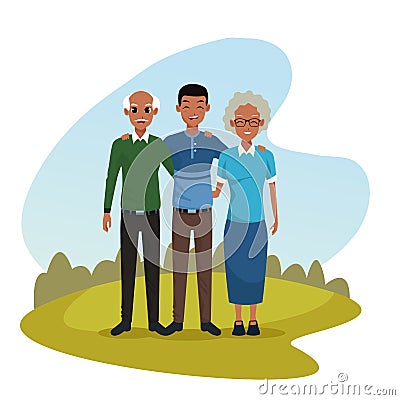 Family parents and son cartoons Vector Illustration