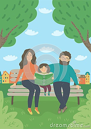 Family in the park Vector Illustration