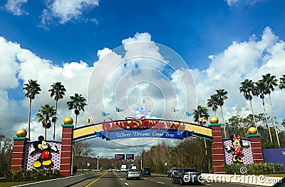 Entering Walt Disney World in Orlando, Florida. Editorial Stock Photo