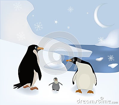 Family of penguins Vector Illustration