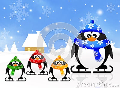 Family of penguins Stock Photo