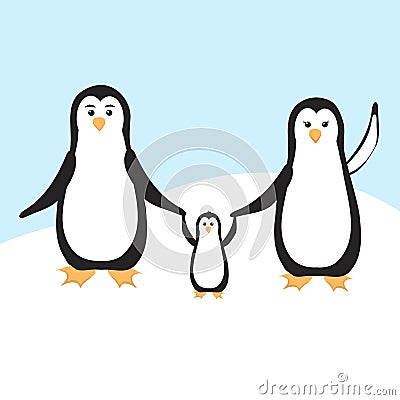 Family of penguins. Vector Illustration