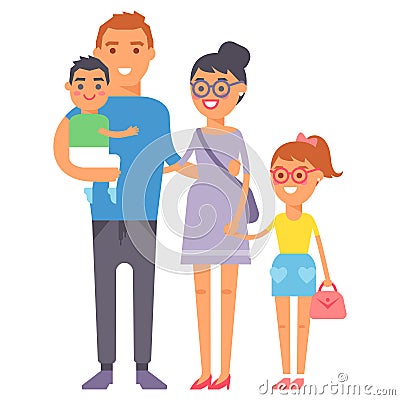 Family people adult happiness smiling group togetherness parenting concept and casual parent, cheerful, lifestyle happy Vector Illustration