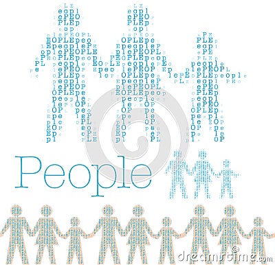 Family people row word population tile Vector Illustration