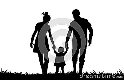 Family people silhouette vector.Father mother and kid.Happy family silhouette Vector Illustration