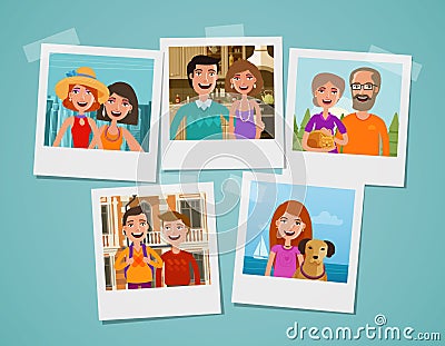 Family photo album. People, parents and children concept. Cartoon vector illustration Vector Illustration