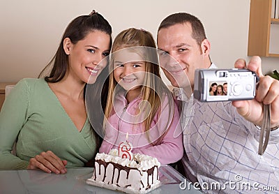 Family photo for birthday Stock Photo