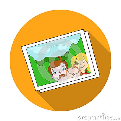 Family photo portrait icon in flat style isolated on white background. Family holiday symbol stock vector illustration. Vector Illustration