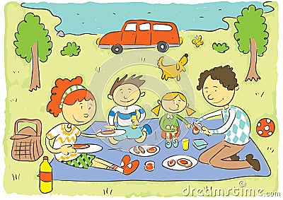 Family picnic Vector Illustration