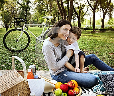 Family Picnic Outdoors Togetherness Relaxation Stock Photo