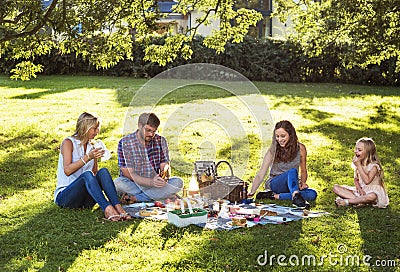 Family Picnic Outdoors Togetherness Relaxation Concept Stock Photo