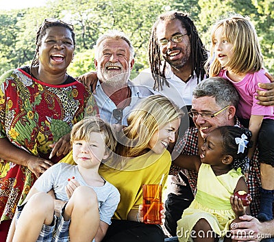 Family Picnic Outdoors Togetherness Relaxation Concept Stock Photo