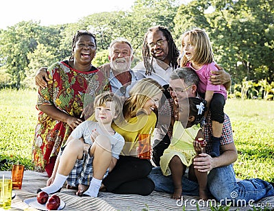 Family Picnic Outdoors Togetherness Relaxation Concept Stock Photo