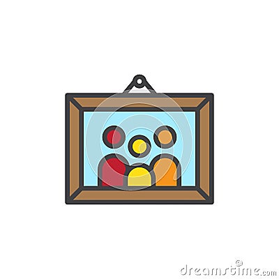 Family picture in photo frame filled outline icon Vector Illustration