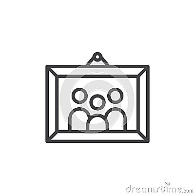 Family picture in photo frame line icon Vector Illustration