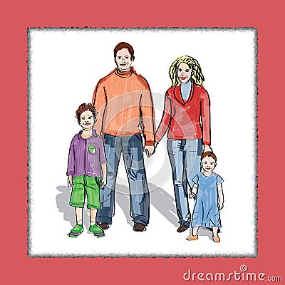 Family picture. Sketch. Vector Illustration