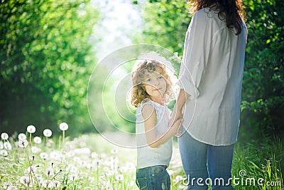 Family plays outdoors Stock Photo