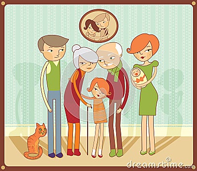 Family portrait Vector Illustration