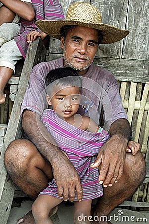 Family portrait of Filipino father and child Editorial Stock Photo
