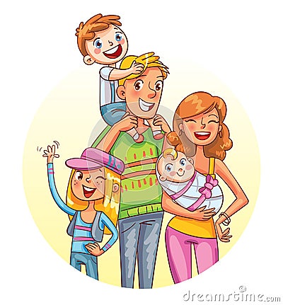 Family portrait. Funny cartoon character Vector Illustration