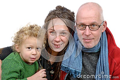 Family portrait, grandfather, daughter and grand son Stock Photo