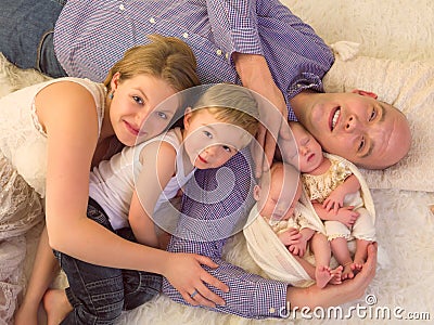 Family portrait with identical twins Stock Photo