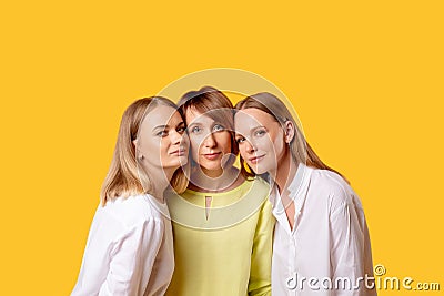 Family portrait mother daughters relationship love Stock Photo