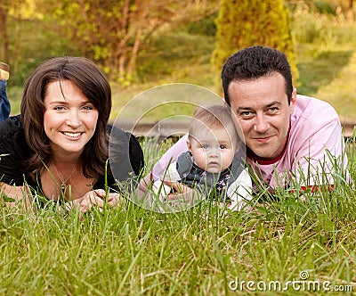 Family portrait - mother, father and daughter Stock Photo