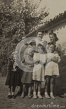 Family portrait in 50s 2 Editorial Stock Photo