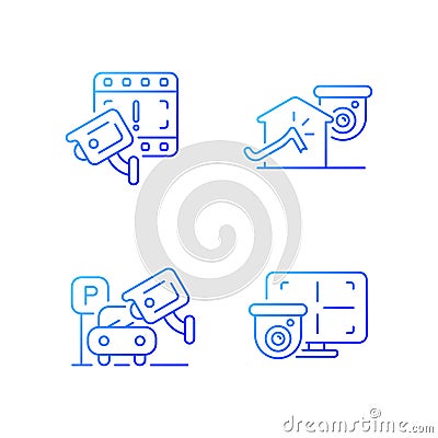 Family and property protection gradient linear vector icons set Vector Illustration