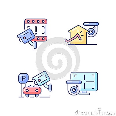 Family and property protection RGB color icons set Vector Illustration