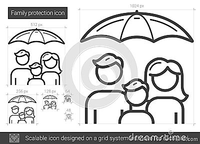 Family protection line icon. Vector Illustration