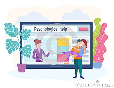 Family psychologist concept, help in difficult situations. Vector Illustration