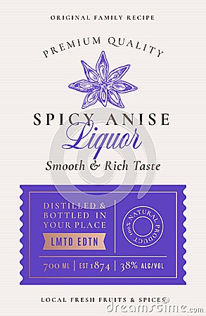 Family Recipe Anise Spice Liquor Acohol Label. Abstract Vector Packaging Design Layout. Modern Typography Banner with Vector Illustration