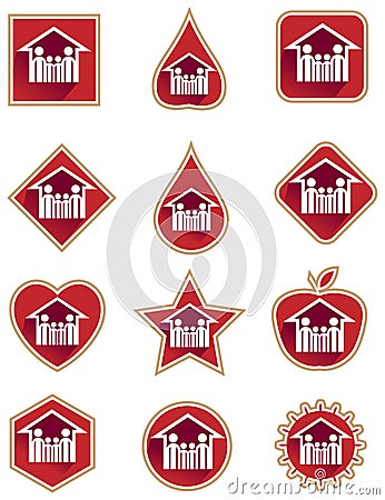 Family red icon set Vector Illustration