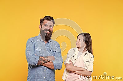 Family relations. Communication skills. Communicate on equal terms. Father and daughter. Fathers day concept. Lovely Stock Photo