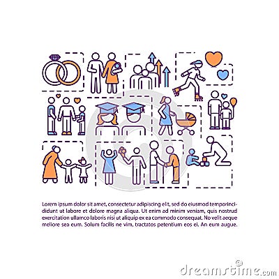 Family relationship goals concept icon with text Vector Illustration