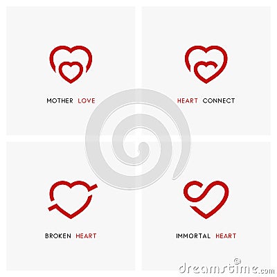 Family and relationships - love logo set Vector Illustration