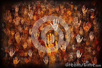 Family Remembrance Collage of Handprints A Stock Photo