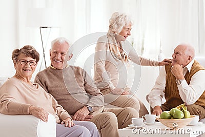 Family reminiscing about past Stock Photo