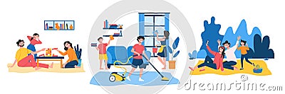 Family Routine Design Concept Vector Illustration