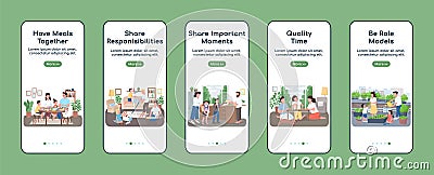 Family routine onboarding mobile app screen flat vector template Vector Illustration