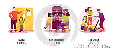 Family rules isolated cartoon vector illustration set Vector Illustration