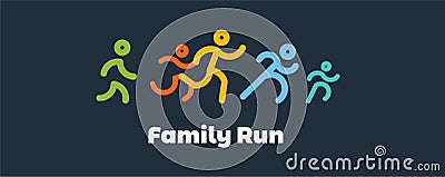 Family run race. colorful Runners.logo for running competition. vector illustration Vector Illustration