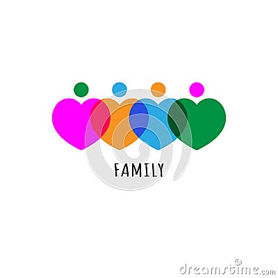 Family in shape of hearts logo. Parenthood concept Vector Illustration