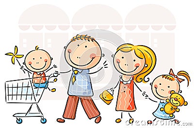 Family shopping Vector Illustration