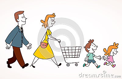 Family shopping Vector Illustration