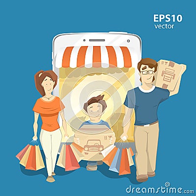 Family shopping Vector Illustration