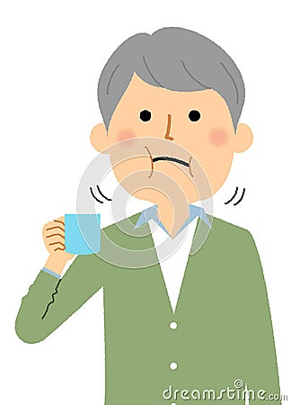 Illustration of an elderly man gargle Vector Illustration